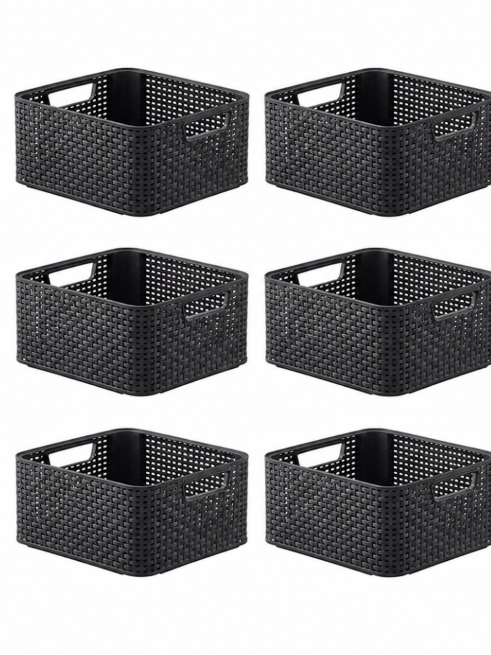 Container Store set of 6 curver basket weave storage basket with handles
